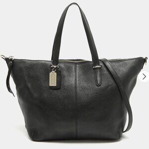 COACH Bleecker Handbag Shopper Tote Black Pebbled Leather 27930 Large Zip Close